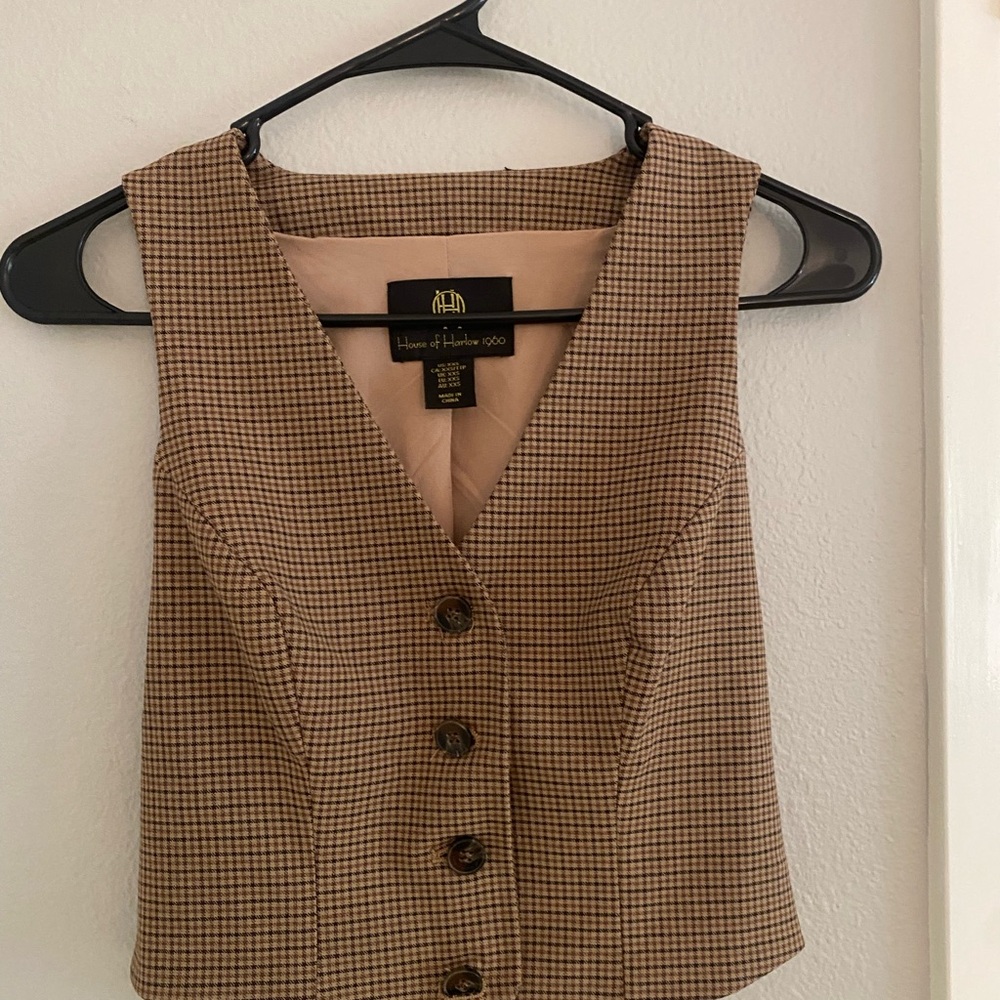 House of Harlow 1960 Brown Checkered Vest